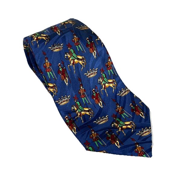 Nina Ricci MEN’s Silk Tie Multicolor Handmade France Medieval Design Rare 3.5”W - Picture 2 of 7